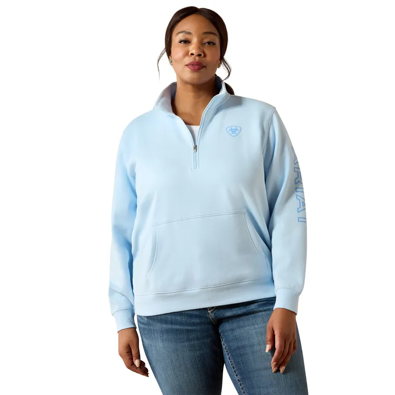 Ariat Logo 1/2 Zip Womens Sweatshirt - Nantucket Breeze-4