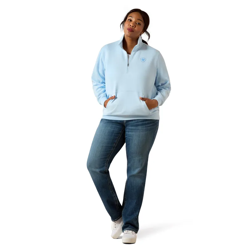 Ariat Logo 1/2 Zip Womens Sweatshirt - Nantucket Breeze-5