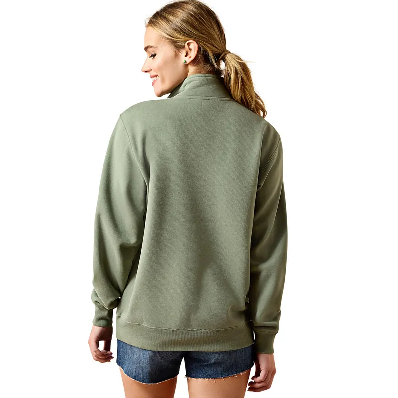 Ariat Logo 1/2 Zip Womens Sweatshirt - Sea Spray-1