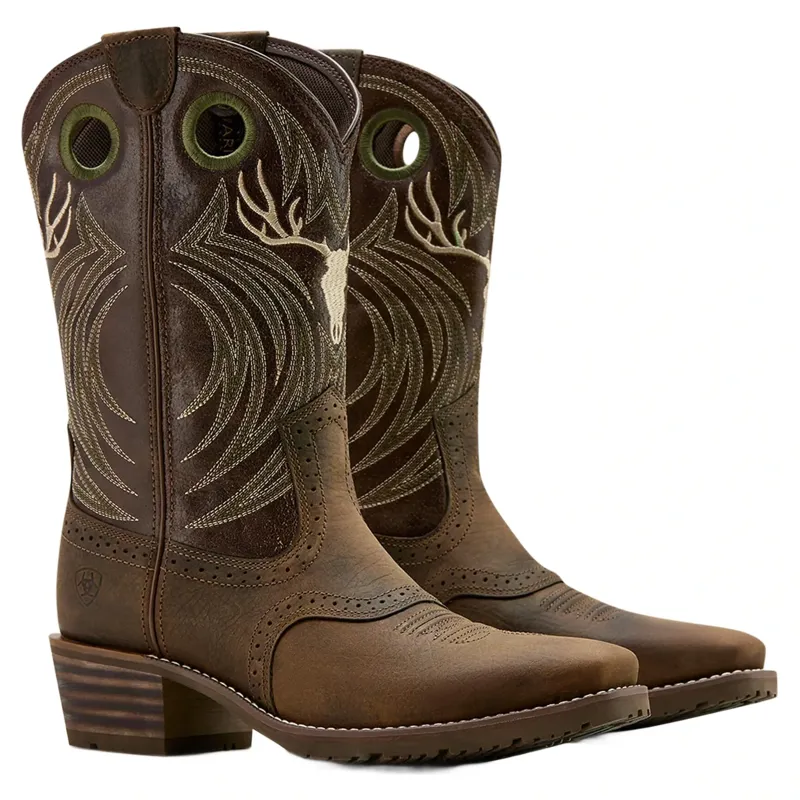 Ariat Hybrid Roughstock Antler Mens Western Boots - Wild Taupe-1