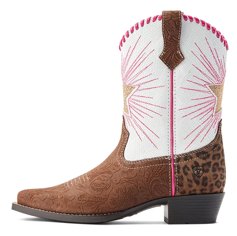 Ariat Heritage Star Junior Western Boots Brown Floral Emboss
