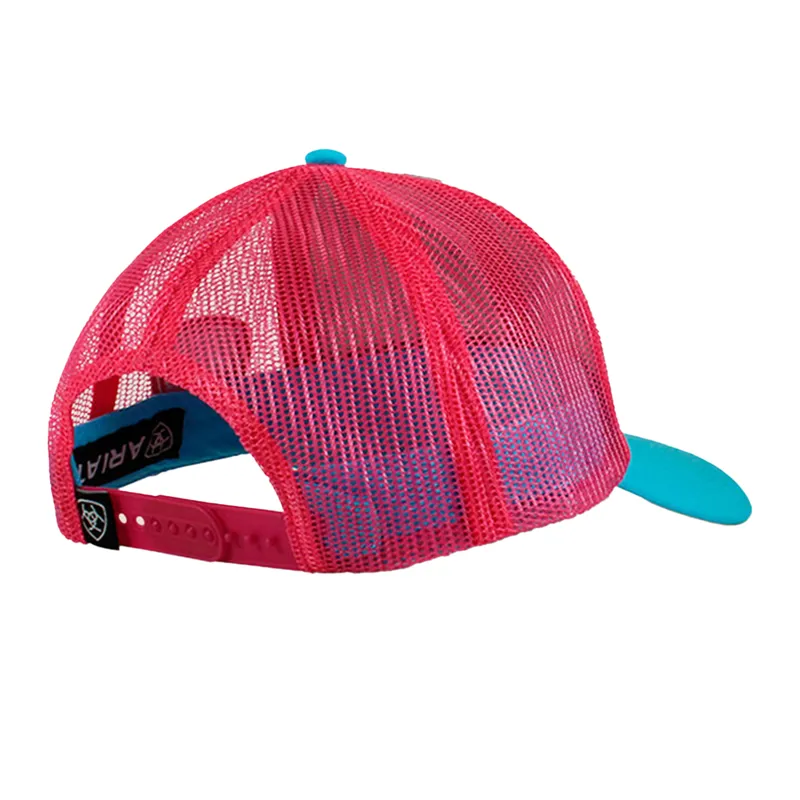 Ariat Junior Girls Cactus Print Cap - White/Pink-1