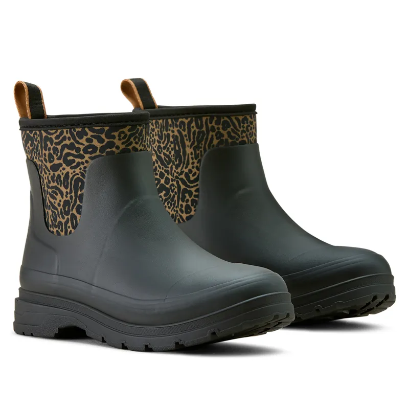 Ariat Kelmarsh Shortie Womens Short Wellies - Black/Ocelot Print-3