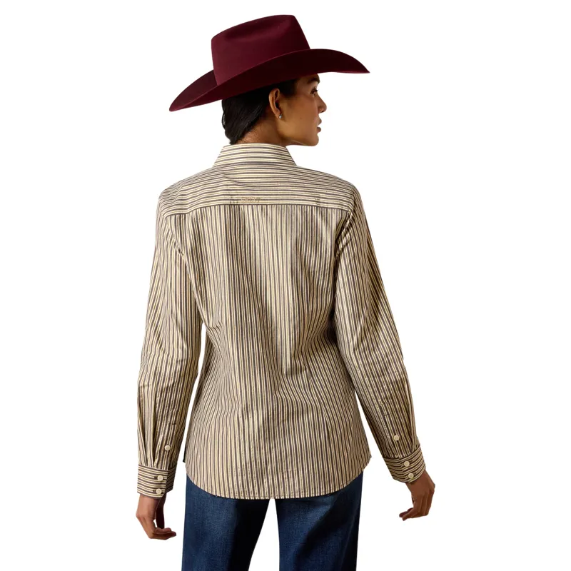 Ariat Kirby Stretch Womens Shirt - Chocolate Plum Stripe-1