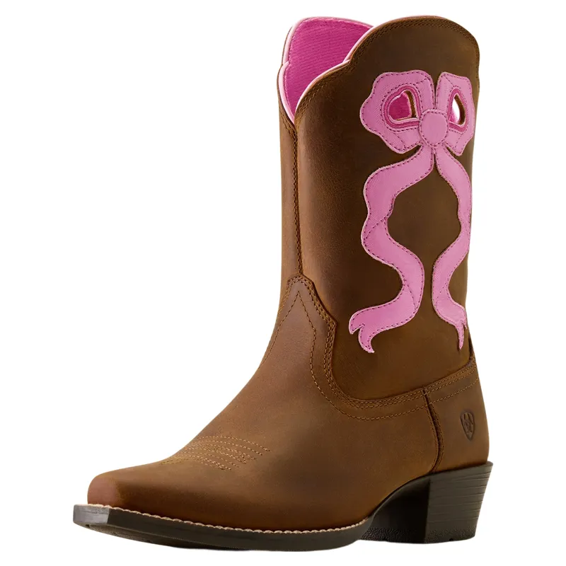 Ariat Lil Beaux Junior Girls D Toe Western Boots - Distressed Brown