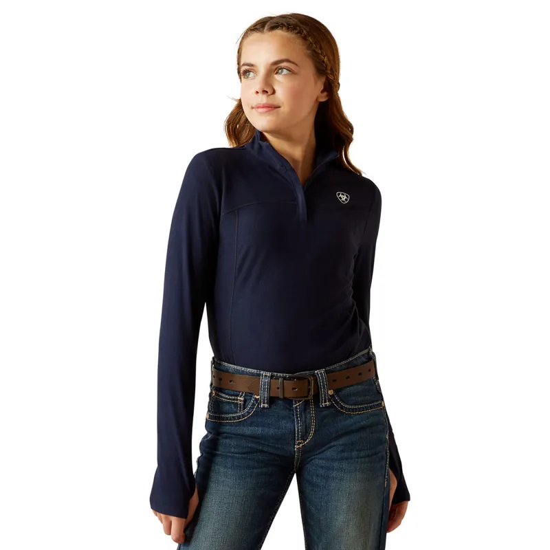 Ariat Lowell 3.0 1/4 Zip Junior Girls Base Layer - Navy