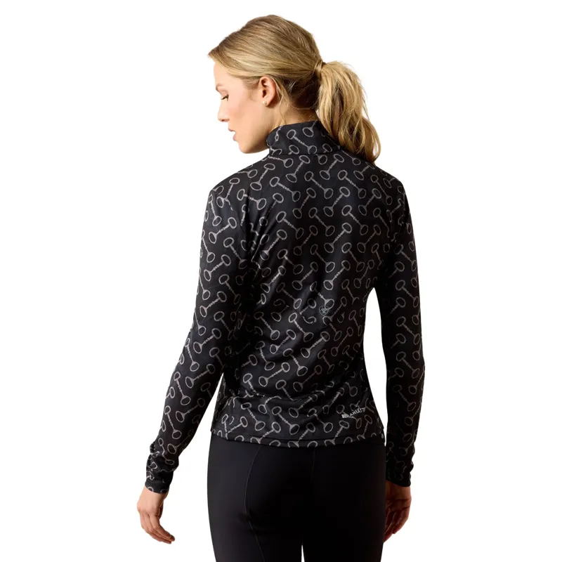 Ariat Lunaveil Womens 1/2 Zip Base Layer - Black French Link Print-1