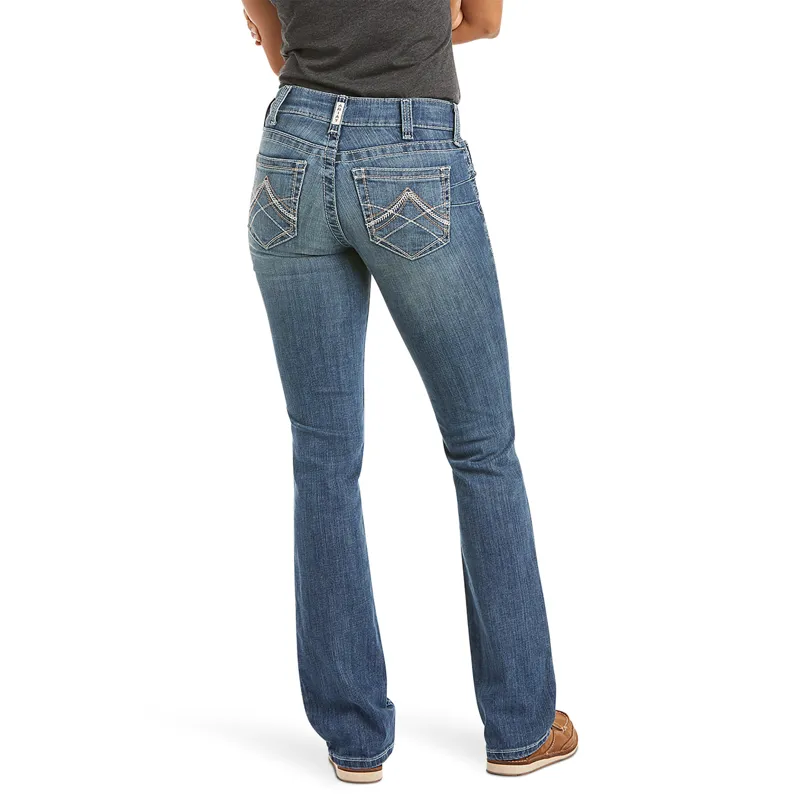 Ariat R.E.A.L Mid Rise Icon Stackable Womens Straight Jeans - Rainstorm-1