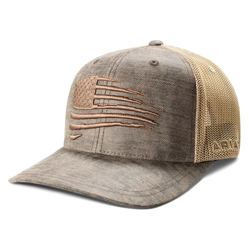 Ariat Mens Patriot Flag Trucker Cap - Brown