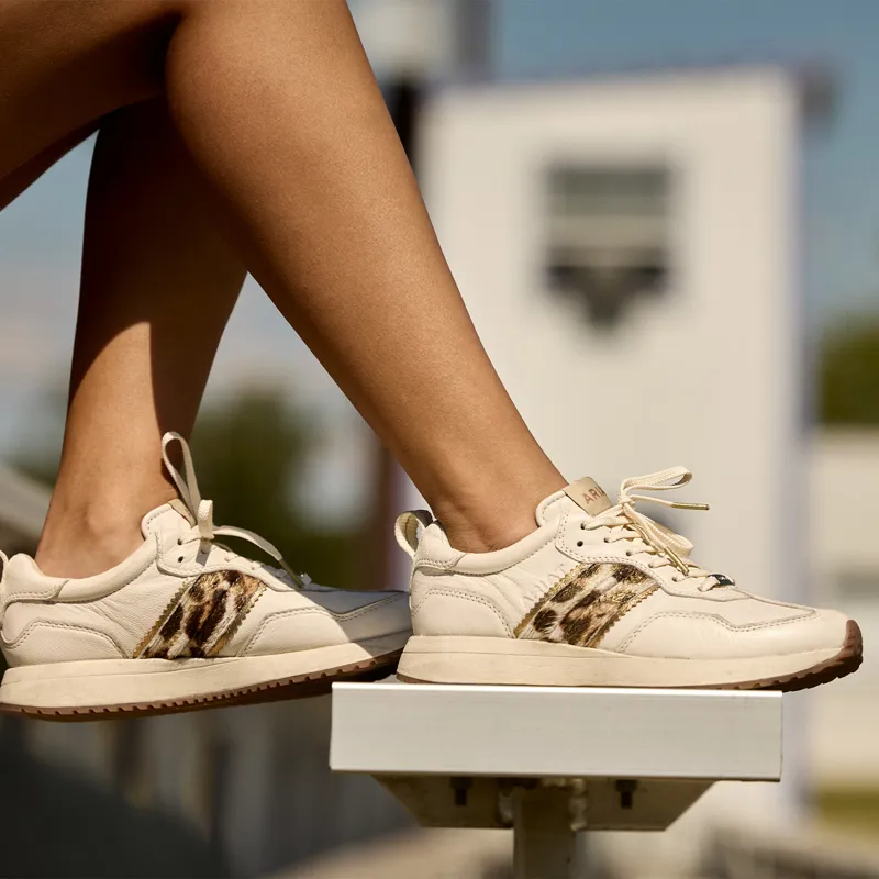 Ariat Ranch Runner Womens Trainers - Bright Cream/Leopard-8