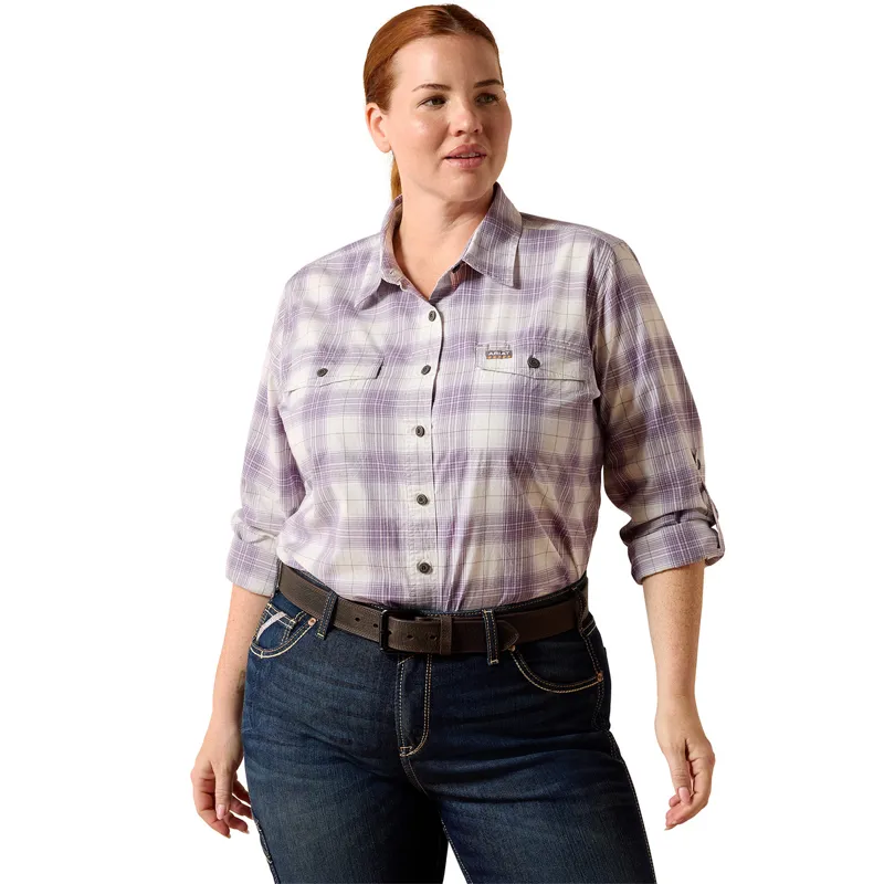 Ariat Rebar Made Tough DuraStretch Womens Work Shirt - Thistle-2