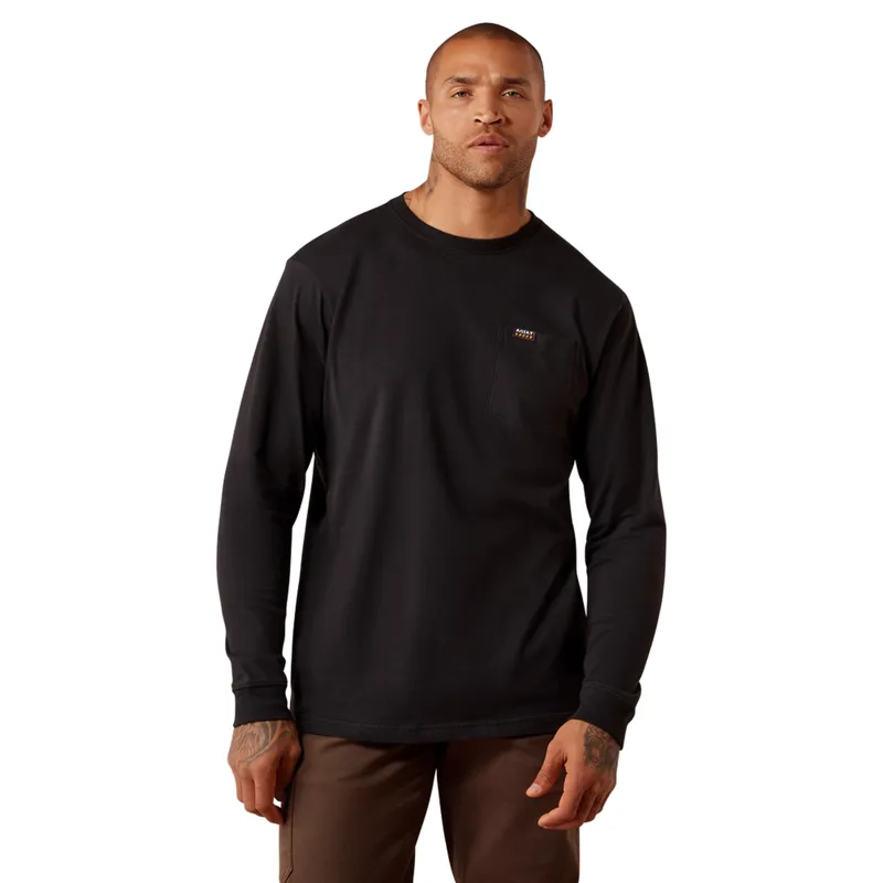 Ariat Rebar Cotton Strong Eagle Skull Mens Long Sleeve Tee - Black-1