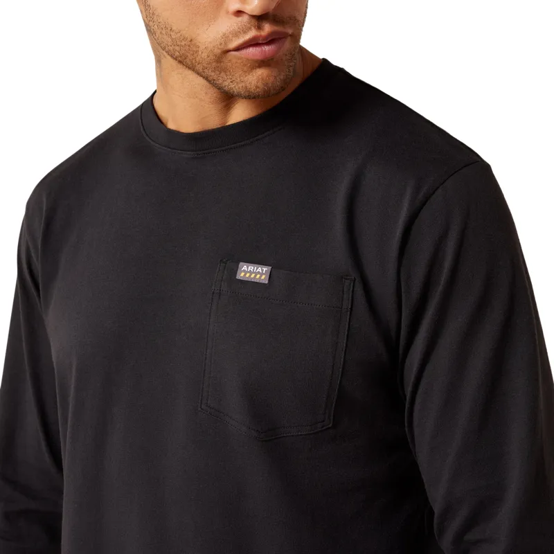 Ariat Rebar Cotton Strong Eagle Skull Mens Long Sleeve Tee - Black-4