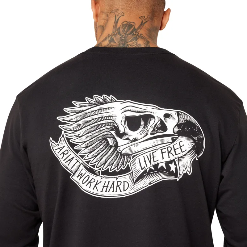 Ariat Rebar Cotton Strong Eagle Skull Mens Long Sleeve Tee - Black-3