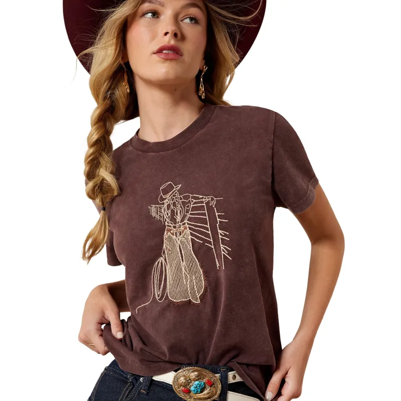 Ariat Rebel With A Cause Womens Tee - Chocolate Plum-2