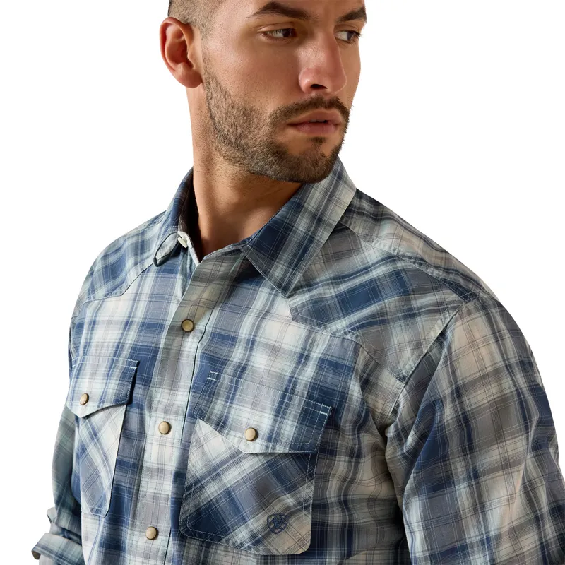 Ariat Mens Retro Long Sleeve Shirt - Heathcliff/Blue-2