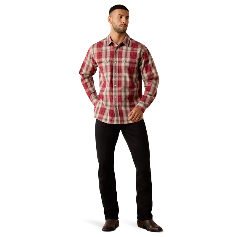 Ariat Mens Retro Long Sleeve Shirt - Hawthorne/Red-3