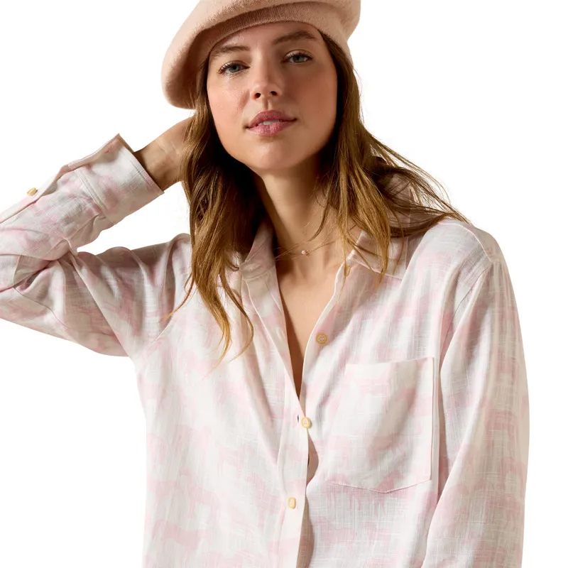 Ariat Country Rudford Womens Shirt - Icy Pink/Horse Print-2