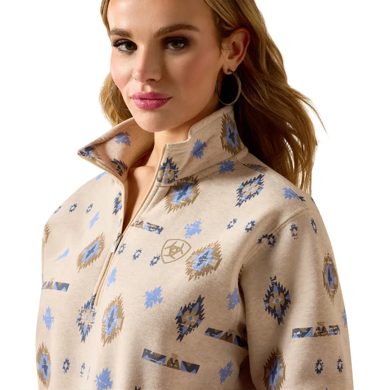 Ariat Sapphire Womens 1/2 Zip Sweatshirt - Oatmeal Heather-2