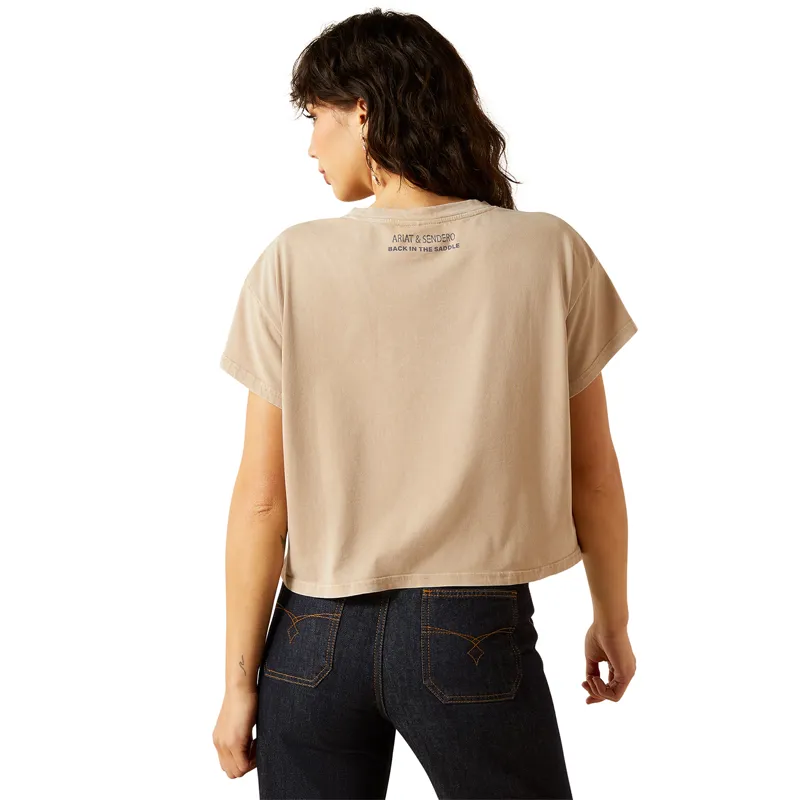Ariat Sendero Wild West Womens Boxy Cropped Tee - Savannah Tan-1