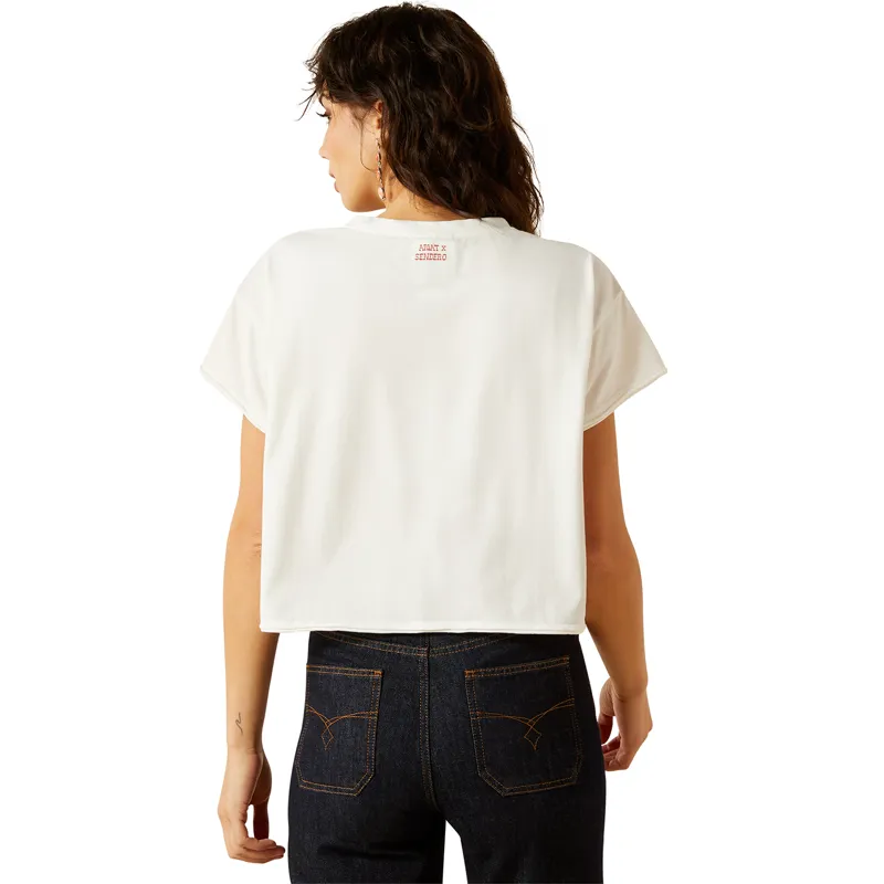 Ariat Sendero Yeehaw Womens Boxy Cropped Tee - White-1