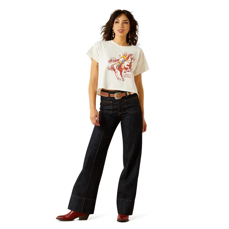 Ariat Sendero Yeehaw Womens Boxy Cropped Tee - White-4