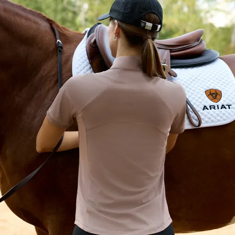 Ariat Soquel Womens Short Sleeve 1/4 Zip Baselayer - Antler-7