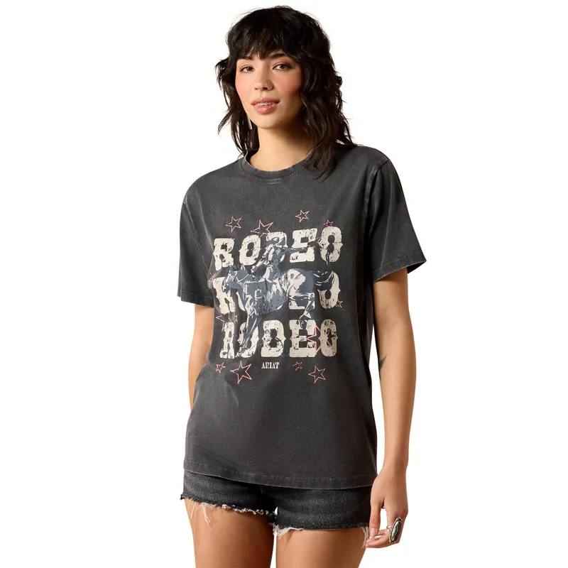 Ariat Star Spangled Rodeo Womens T-Shirt - Charcoal Mineral Wash