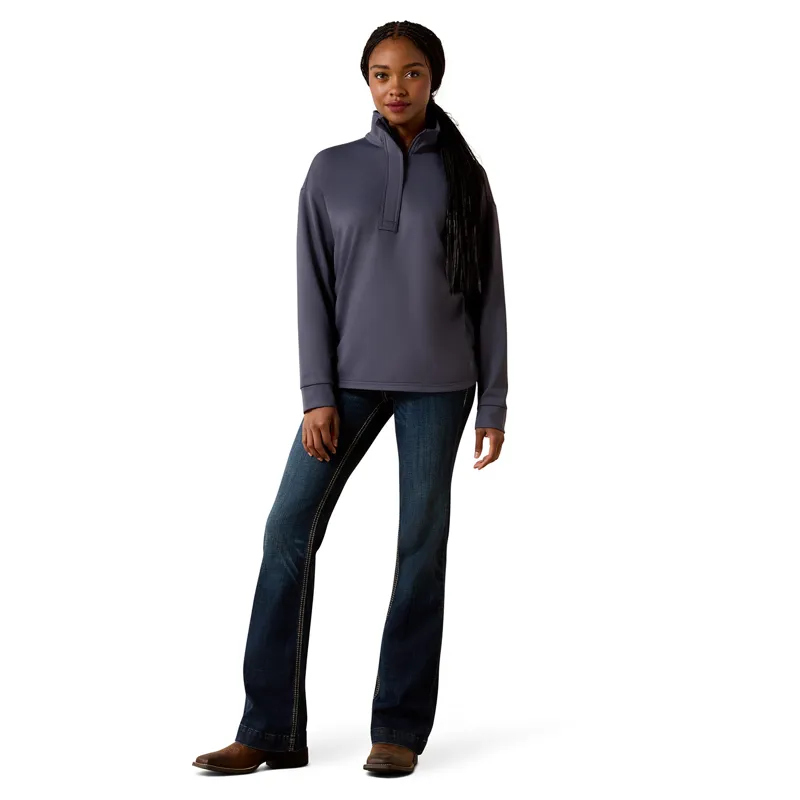 Ariat Breeze Logo 1/2 Zip Womens Sweatshirt - Ombra Blue-4