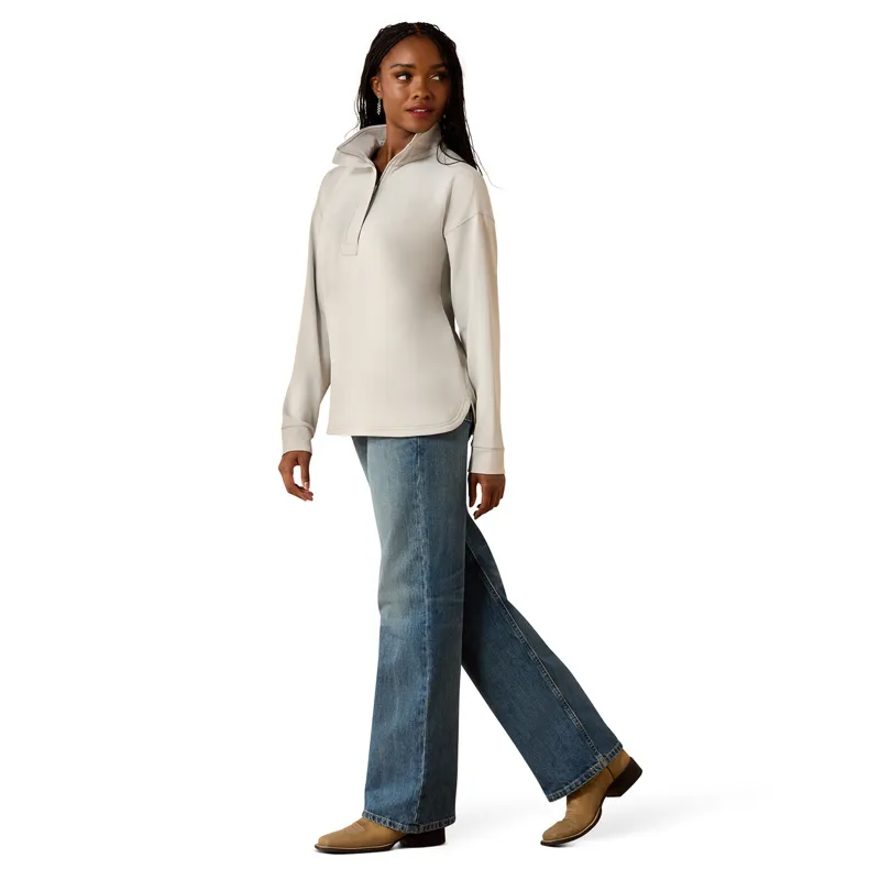 Ariat Breeze Logo 1/2 Zip Womens Sweatshirt - Quiet Grey-3
