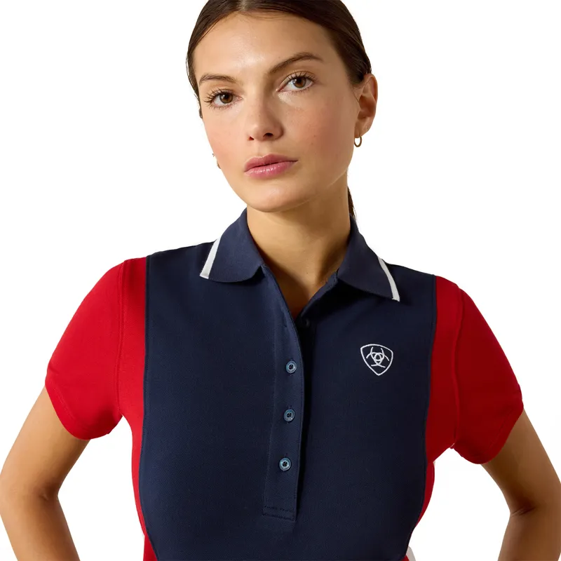 Ariat Taryn Womens Polo Shirt - Navy Team/Red-2