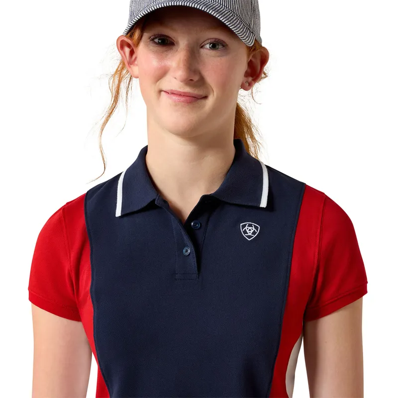 Ariat Youth Taryn Junior Polo Shirt - Navy Team/Red-2