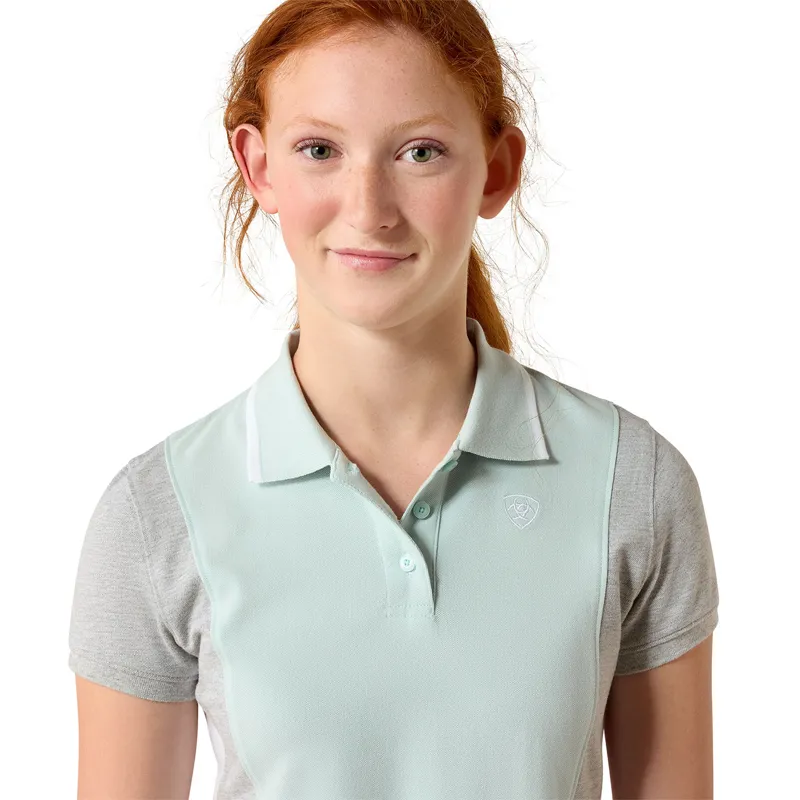 Ariat Youth Taryn Junior Polo Shirt - Starlight Blue/Grey-3