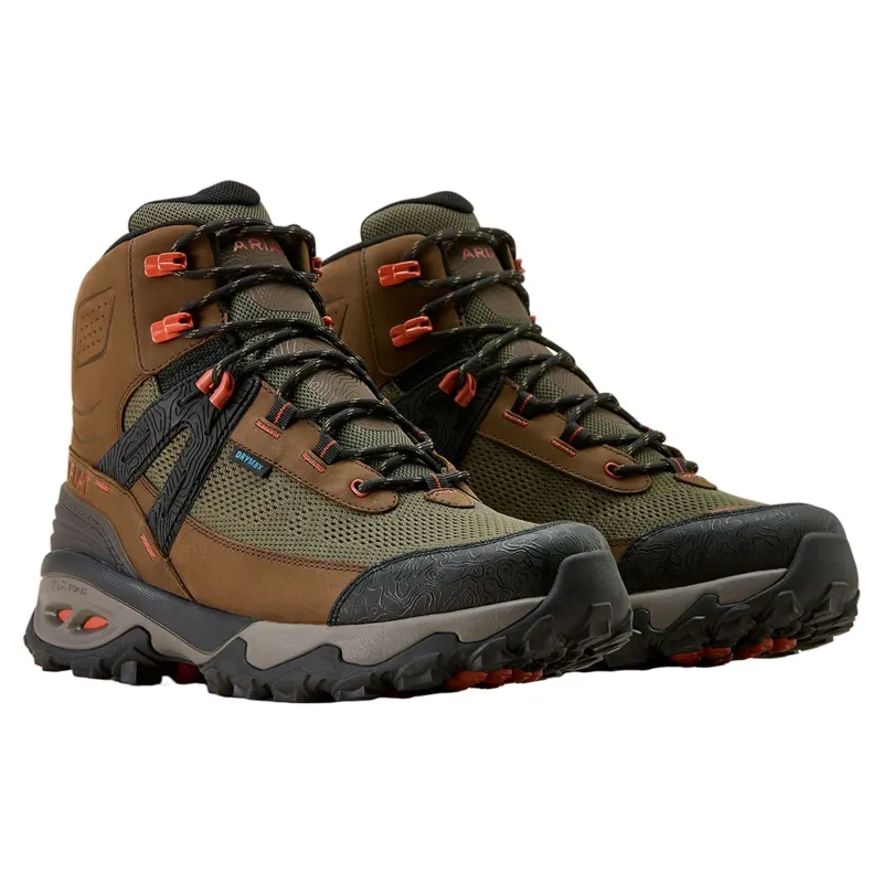 Ariat Traverse Mid Height Mens Waterproof Hiking Boots - Brown Bark/Evergreen-1