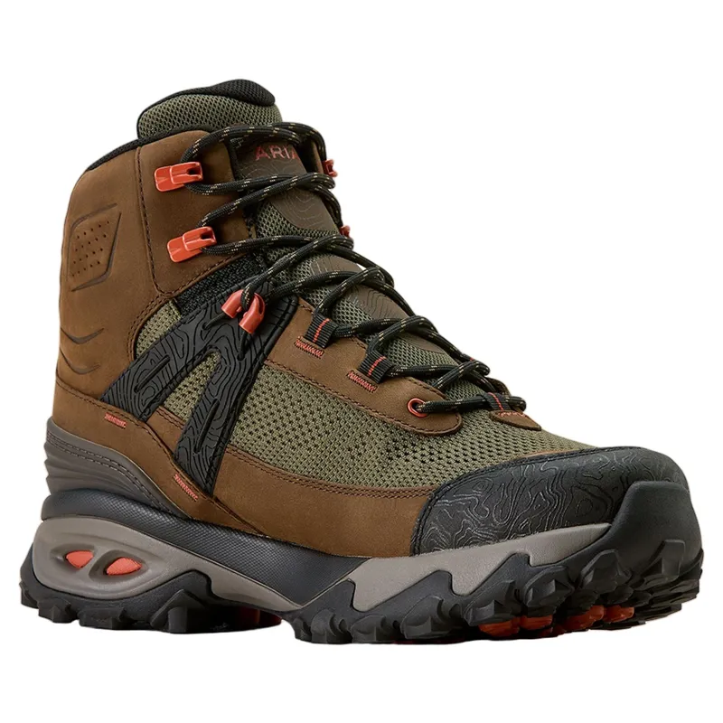 Ariat Traverse Mid Height Mens Waterproof Hiking Boots - Brown Bark/Evergreen-4