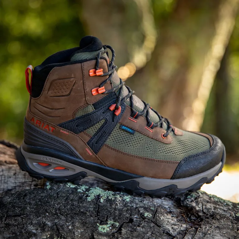 Ariat Traverse Mid Height Mens Waterproof Hiking Boots - Brown Bark/Evergreen-8