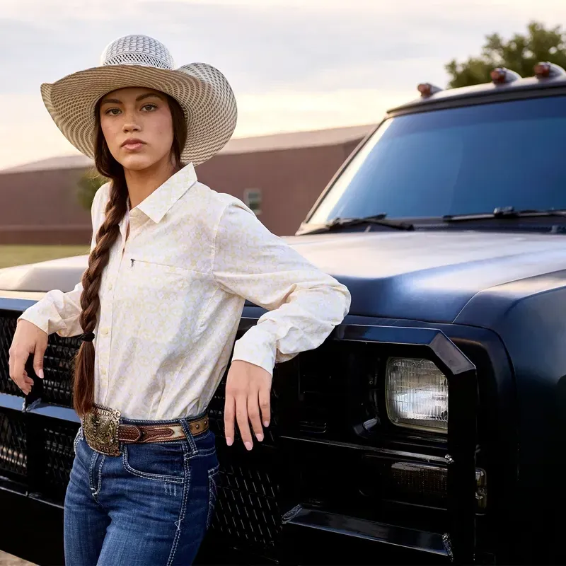 Ariat VentTEK Stretch Ladies Long Sleeve Shirt - Pearl Sorbet/ Kaleidoscope-6