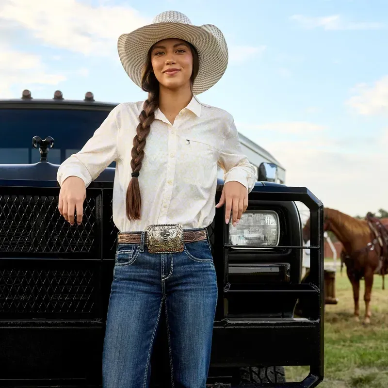 Ariat VentTEK Stretch Ladies Long Sleeve Shirt - Pearl Sorbet/ Kaleidoscope-8