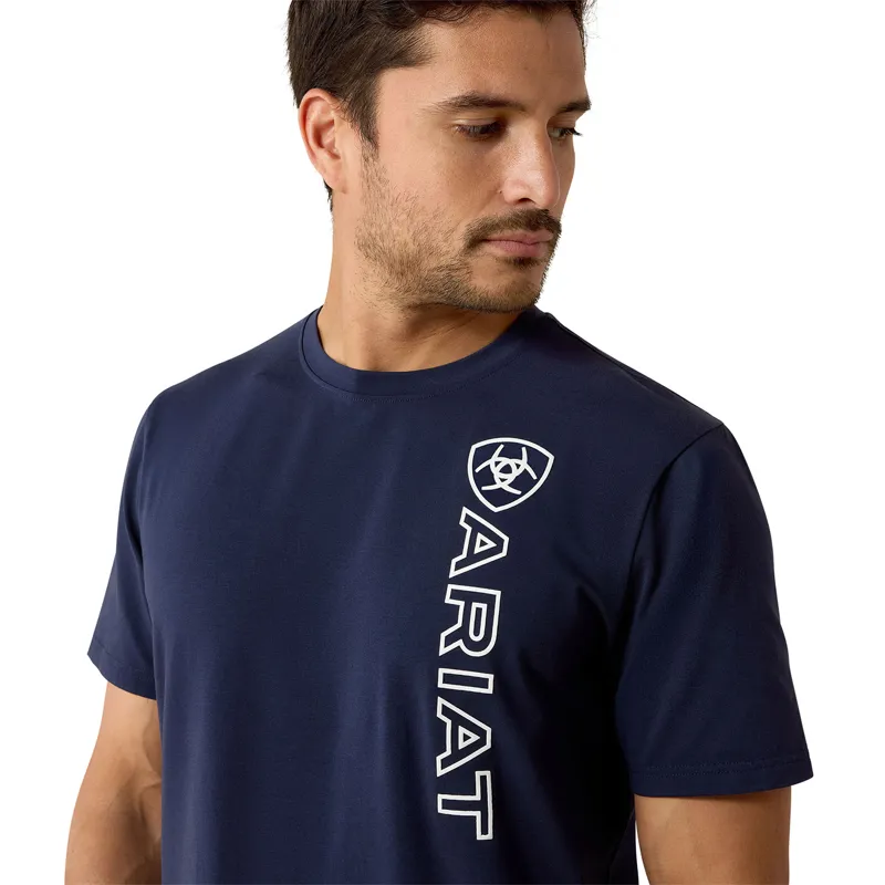 Ariat Vertical Logo Mens Tee - Navy-2