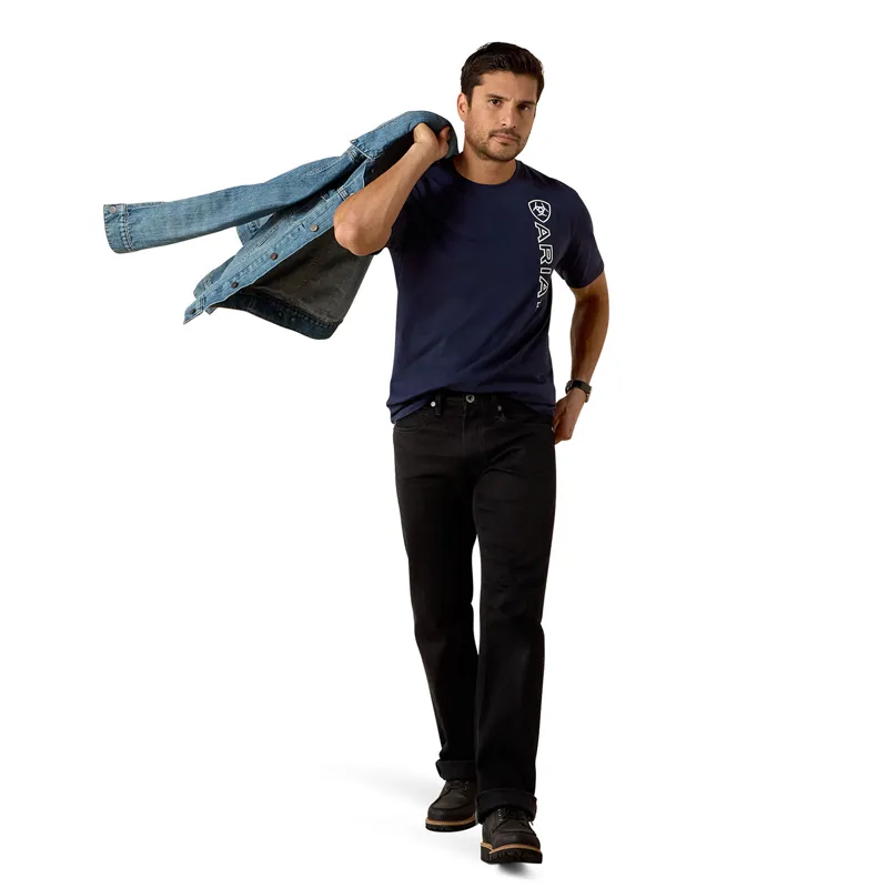 Ariat Vertical Logo Mens Tee - Navy-3