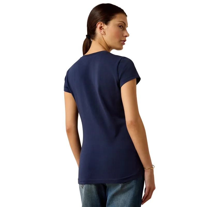 Ariat Vertical Logo Womens Tee - Team Navy/Red-1