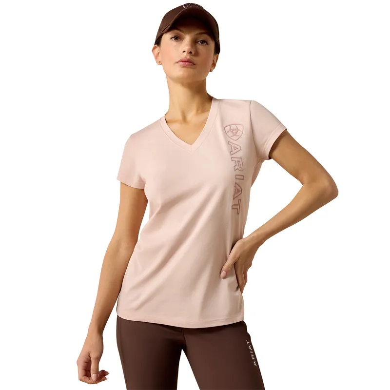 Ariat Vertical Logo Womens Tee - Sepia Rose