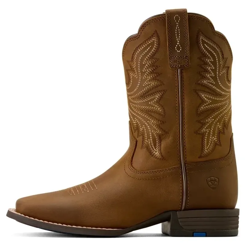 Ariat Westwood Wide Square Toe Junior Western Boots - Distressed Brown-4