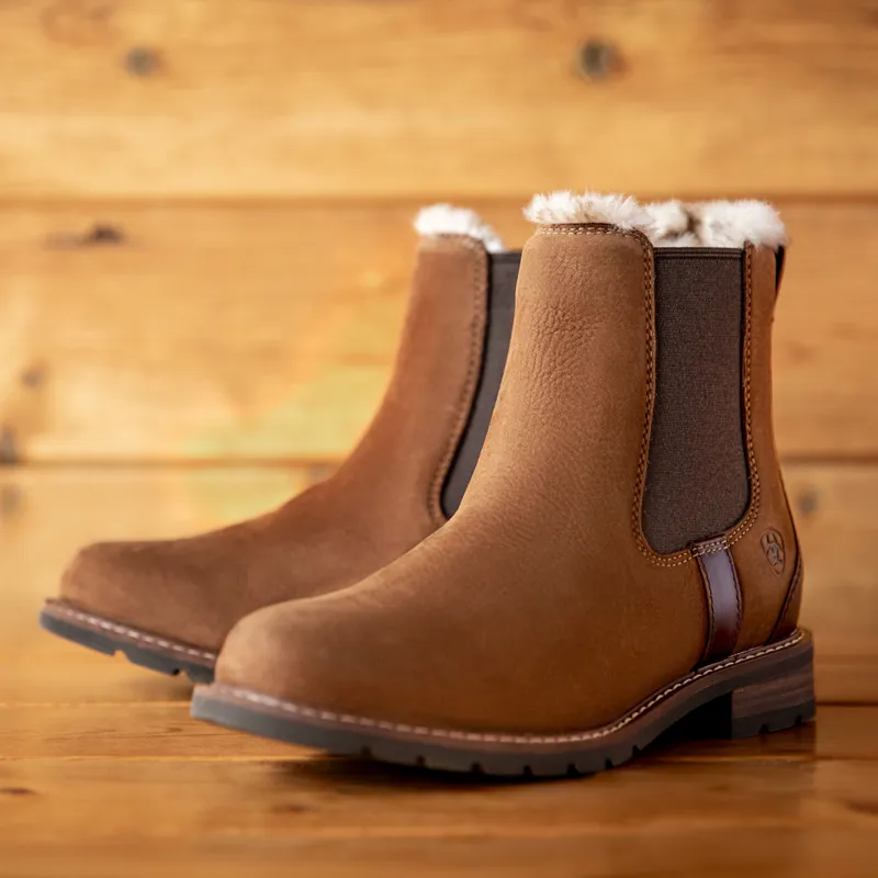 Ariat Wexford Sherpa Womens Waterproof Chelsea Boots - Amber Brown-1