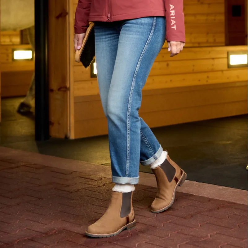 Ariat Wexford Sherpa Womens Waterproof Chelsea Boots - Amber Brown-5