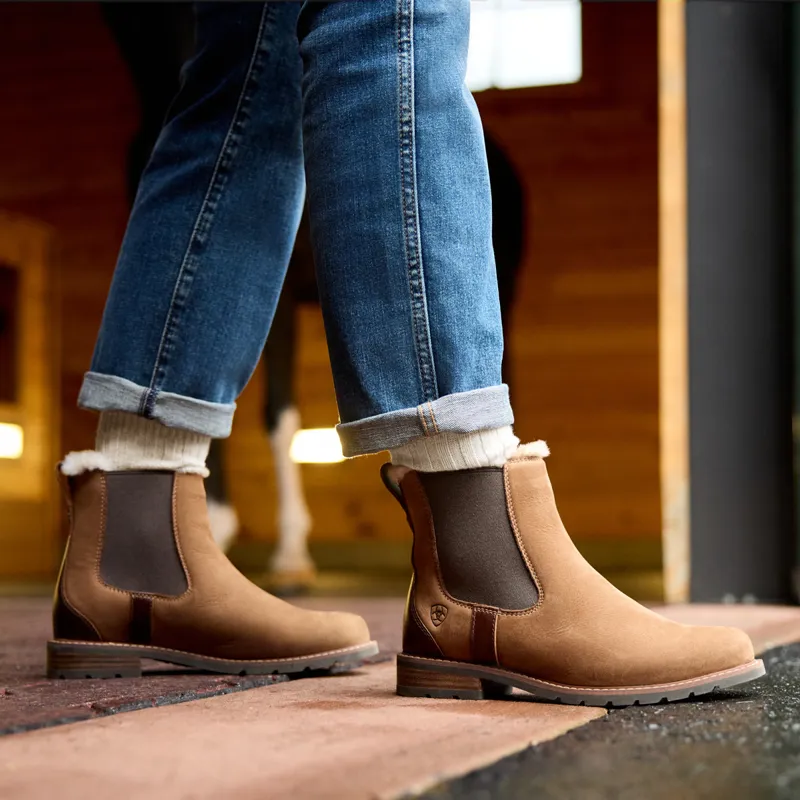 Ariat Wexford Sherpa Womens Waterproof Chelsea Boots - Amber Brown-6