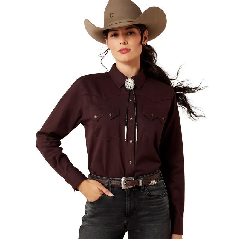 Ariat Earthbound Womens Western Snap Shirt - Chocolate Plum-2