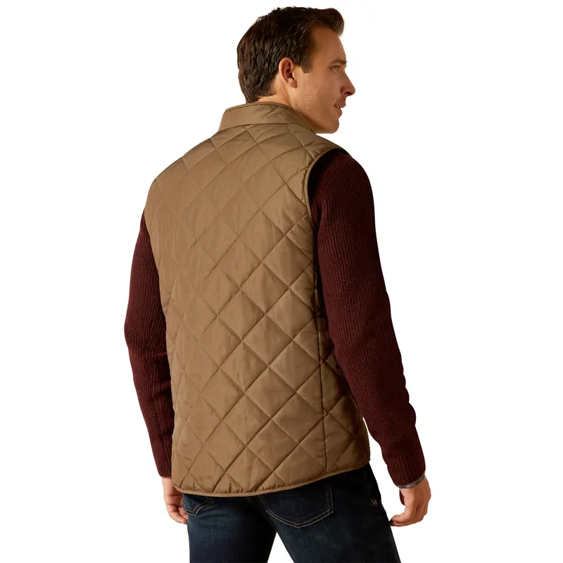 Ariat Country Woodside Mens Quilted Gilet - Camel Herringbone-3