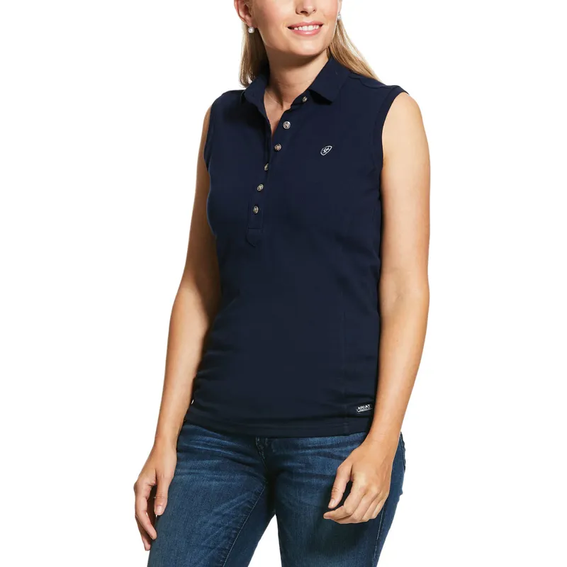 Ariat Prix 2.0 Sleeveless Ladies Polo Shirt - Navy