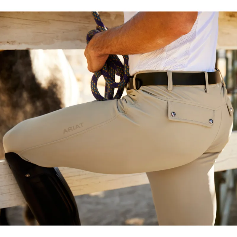 Ariat Tri Factor Grip Knee Patch Mens Competition Breeches - Tan-3